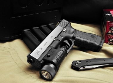 Glock 17 9mm pistol with light