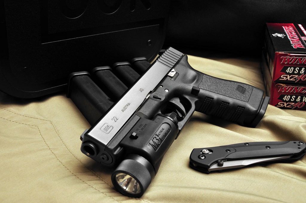 Glock 17 9mm pistol with light