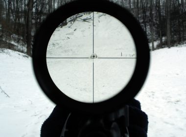 View through telescopic sight (sniper scope)